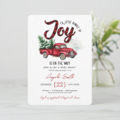 喜びのバンドル赤い格子模様の赤いシャワー招待状 招待状 (スタンド正面)