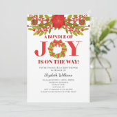 喜びのバンドルPoinsettiaクリスマスベビーシャワー 招待状 (スタンド正面)
