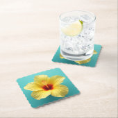 喜びのバースト:黄色のハイビスカス喜び ペーパーコースター (インサイチュ)