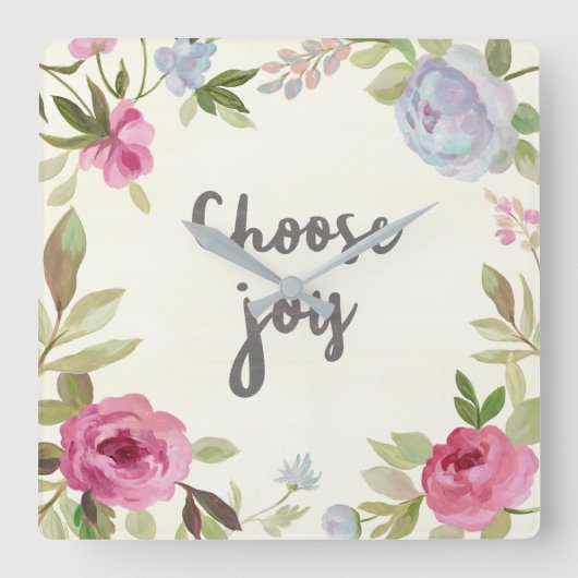 喜びのパステルの花柄を選んで下さい スクエア壁時計 (正面)