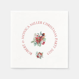 喜びのビービークリスマスウォーターの色の花葉、 スタンダードカクテルナプキン