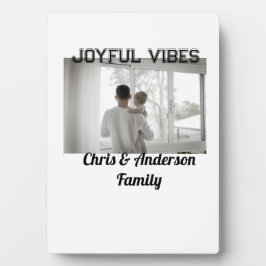 喜びのビーブ父の息子の家族クリスマスの休日p フォトプラーク