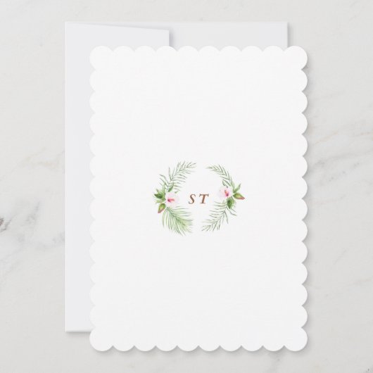 喜びのピンクのハイビスカスの赤ちゃんシャワーの小さな束 招待状 (裏面)