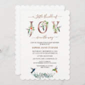 喜びのピンクのハイビスカスの赤ちゃんシャワーの小さな束 招待状 (正面/裏面)