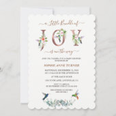 喜びのピンクのハイビスカスの赤ちゃんシャワーの小さな束 招待状 (正面)