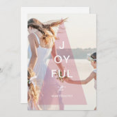 喜びのピンクの木のオーバーレイクリスマス シーズンカード (正面/裏面)