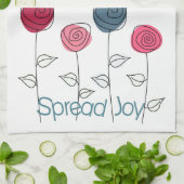 喜びのピンク色の青い花を咲かせる キッチンタオル (折り畳み)