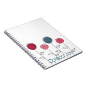 喜びのピンク色の青い花を咲かせる ノートブック (右側)