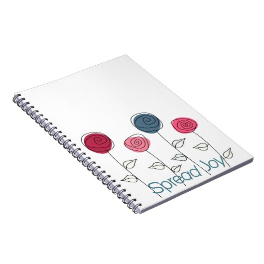 喜びのピンク色の青い花を咲かせる ノートブック (右側)