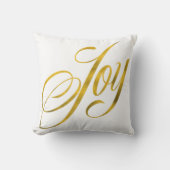 喜びのフェイクな金ゴールドホイルのクリスマスの原稿のレタリングの文字 クッション (正面)