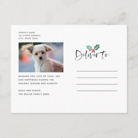 喜びのブラシの原稿の休日|のクリスマスの2写真 案内ポストカード (裏面)