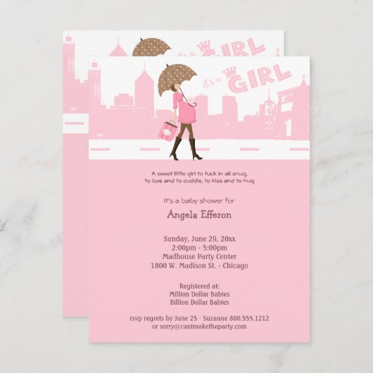 喜びのベビーシャワーの招待状のピンクの束 招待状 (正面/裏面)