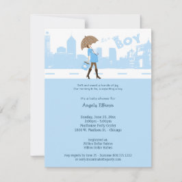 喜びのベビーシャワーの招待状の青い束 招待状