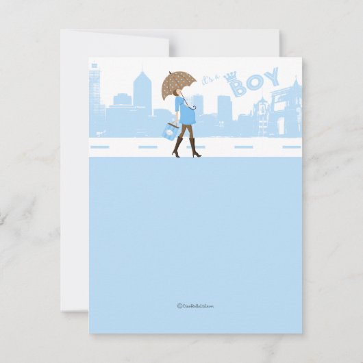 喜びのベビーシャワーの招待状の青い束 招待状 (裏面)