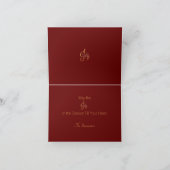 喜びのホリデー レッド ゴールド ネーム エレガント グリーティング カード (内部)