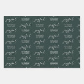 喜びのメリークリスマスネームグリーンブルゴーニュ白 ラッピングペーパーシート (正面)