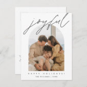 喜びのメリークリスマスファミリーフォトレイオモダンバー ポストカード (正面/裏面)