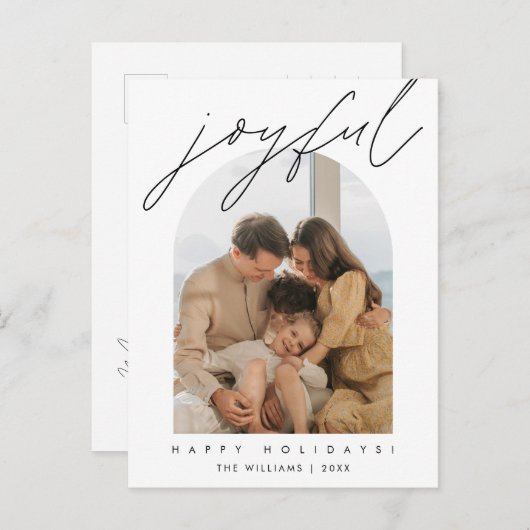 喜びのメリークリスマスファミリーフォトレイオモダンバー ポストカード (正面/裏面)