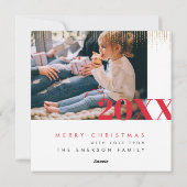 喜びのモダンなタイポグラフィのクリスマスの写真カード シーズンカード (裏面)
