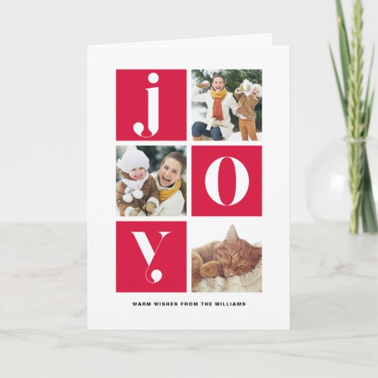 喜びのモダンなタイポグラフィの数々のな写真の休日の写真 シーズンカード (正面)