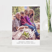 喜びのモダンな家族写真 シーズンカード (正面)