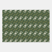 喜びのリーガルフローラ明るい赤、緑、アイボリー ラッピングペーパーシート (正面3)