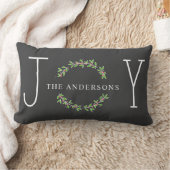 喜びのリースのモダンなモノグラムのクリスマスの休日 ランバークッション (ブランケット)