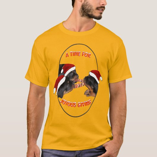喜びの与える時間 ロットワイラー ホリデー 楽しみ Tシャツ (正面)