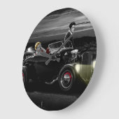 喜びの乗車B&W ラージ壁時計 (傾斜)