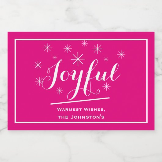 喜びの休日ギフトスクリプト名ホットピンクミニ スパークリングワインラベル (シングルラベル)