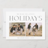 喜びの休日シックな家族3写真クリスマスカード シーズンカード (正面)