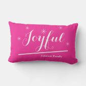 喜びの休日スクリプトファミリー名シックなホットピンク ランバークッション (裏面)