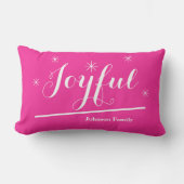 喜びの休日スクリプトファミリー名シックなホットピンク ランバークッション (正面)
