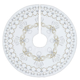 喜びの円のカスタムの真珠のクリスマスの天使 ブラッシュドポリエステルツリースカート