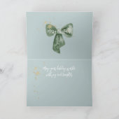 喜びの冬の森フォント 緑の弓 金の雪 シーズンカード (内部)