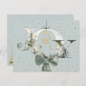 喜びの冬の森 ゴールドスノーの手書き文字 シーズンカード (正面/裏面)