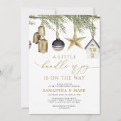 喜びの冬の赤ちゃんシャワーの小さな束 招待状 (正面)