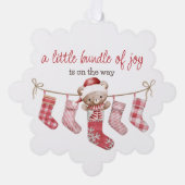 喜びの包み冬のテディベア オーナメントカード (正面)