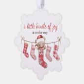 喜びの包み冬のテディベア オーナメントカード (左)