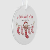 喜びの包み冬のテディベア オーナメント (正面)