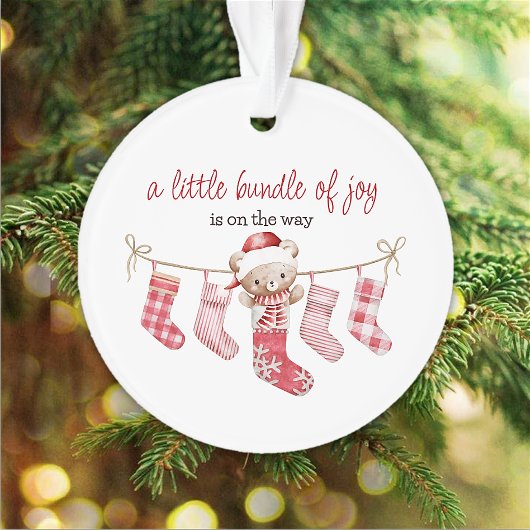 喜びの包み冬のテディベア オーナメント