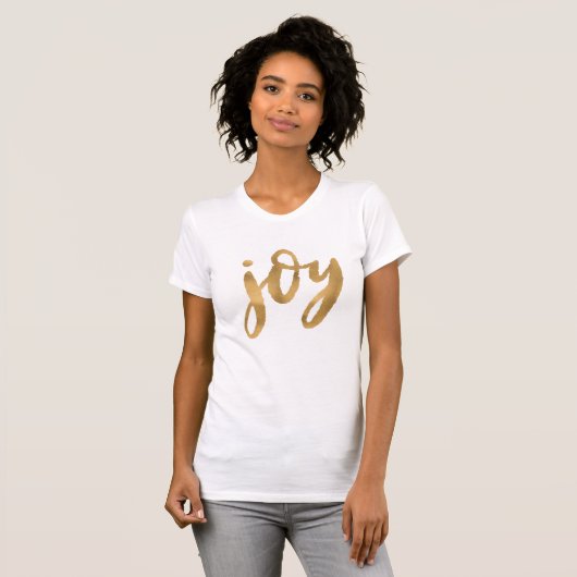 喜びの原稿の金ゴールドの緑のカスタムのクリスマス Tシャツ (正面フル)