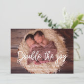 喜びの双子の誕生の発表カードを2倍にする 案内状 (スタンド正面)