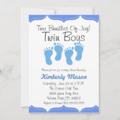 喜びの双生児の男の子のベビーシャワーの招待の2束 招待状 (正面)