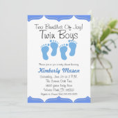 喜びの双生児の男の子のベビーシャワーの招待の2束 招待状 (スタンド正面)
