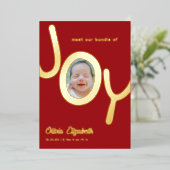 喜びの塊 リアルゴールドホイル フォト 誕生 箔シーズンカード (立ち正面)