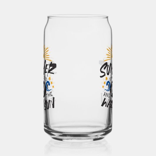 喜びの夏の至福 – 暖かい太陽の引用文 ガラス缶 (右)