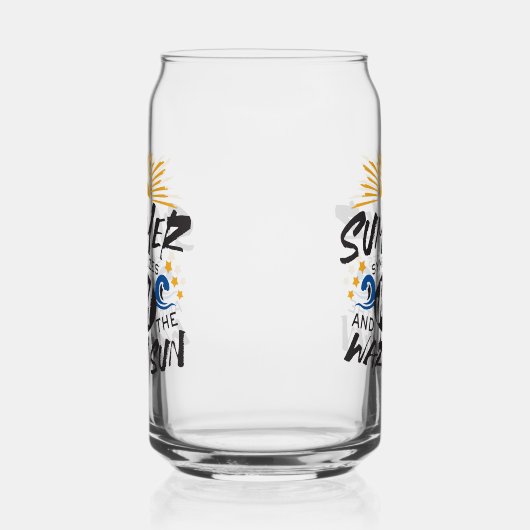 喜びの夏の至福 – 暖かい太陽の引用文 ガラス缶 (左)