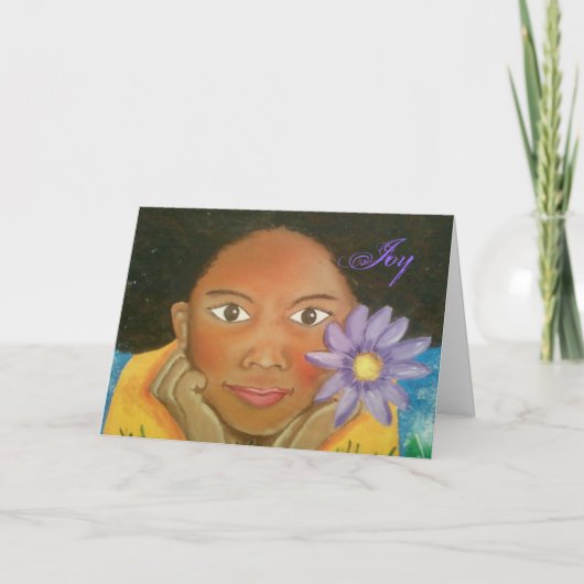 喜びの女の子の挨拶状 カード (正面)