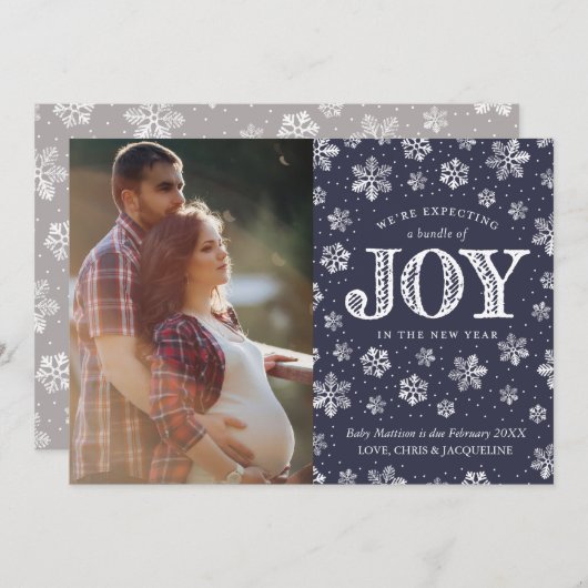 喜びの妊娠の発表のクリスマスの期待 案内状 (正面/裏面)